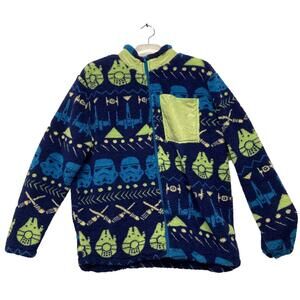 NEW Disney Parks Star Wars Sherpa Fluffy Fleece Full Zip Jacket Graphic Size L
